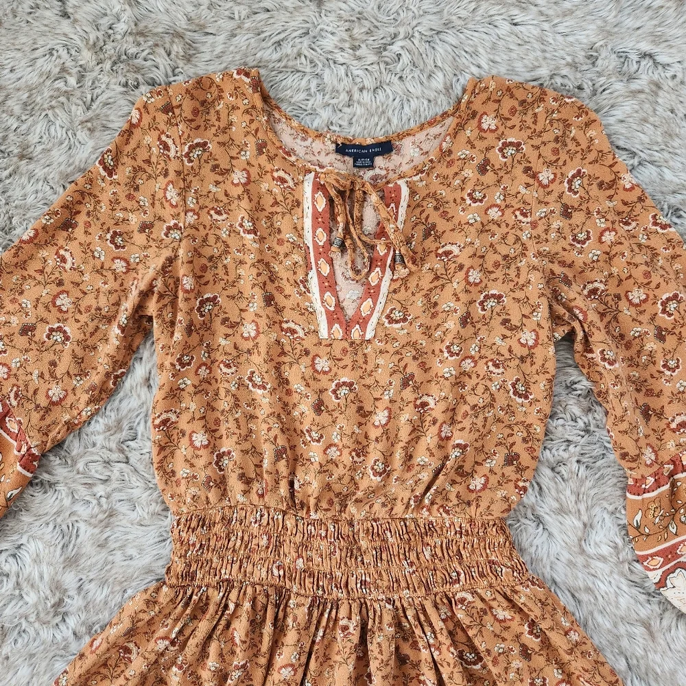 American Eagle‎ Outfitters Peasant Mini Dress Orange Women's Size Small